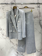 Early Spring Double-Breasted Stripe Blazer