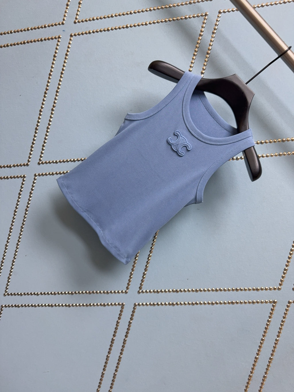 Triomphe Embroidered Silk Cotton Ribbed Knit Vest