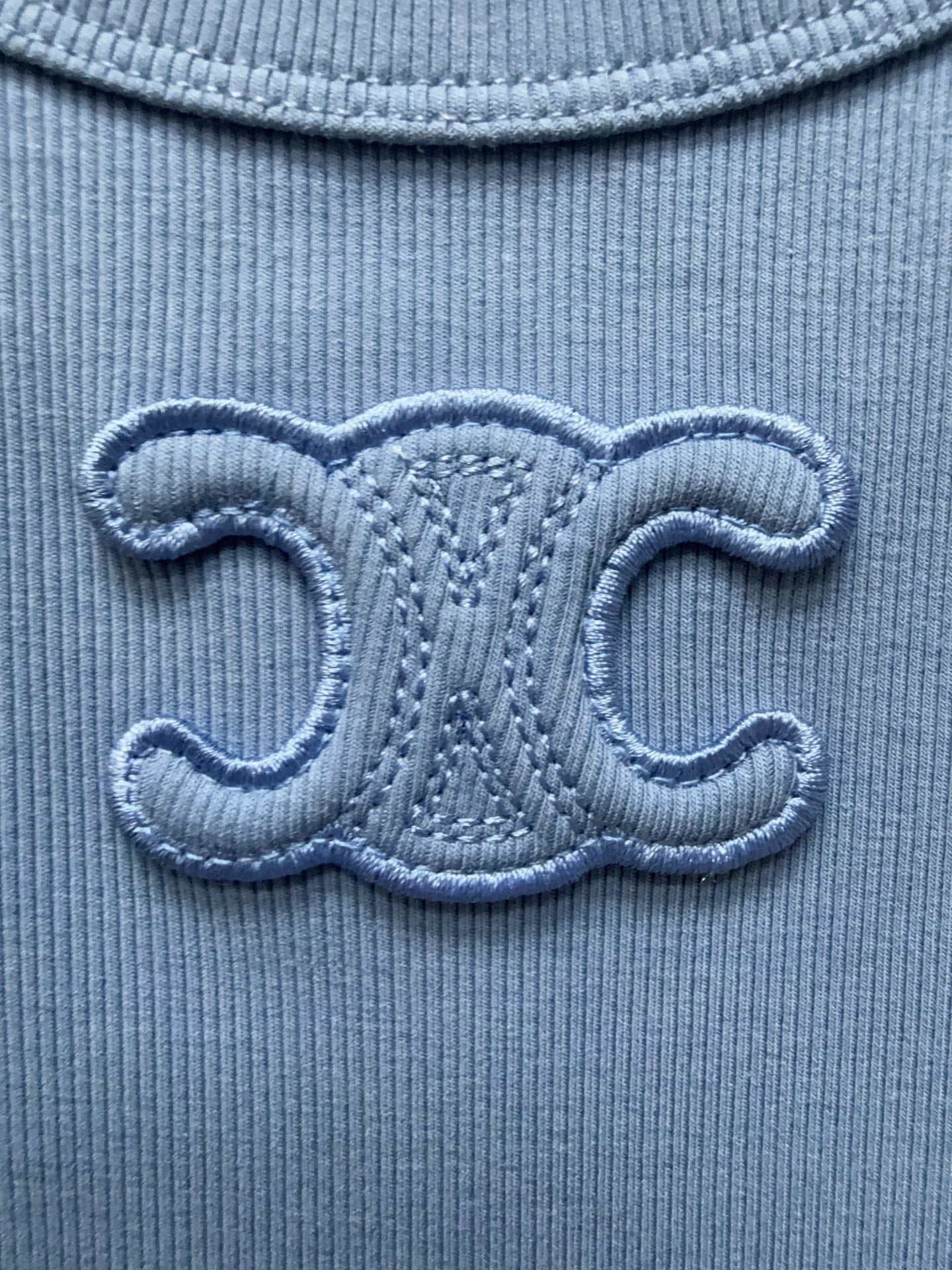 Triomphe Embroidered Silk Cotton Ribbed Knit Vest