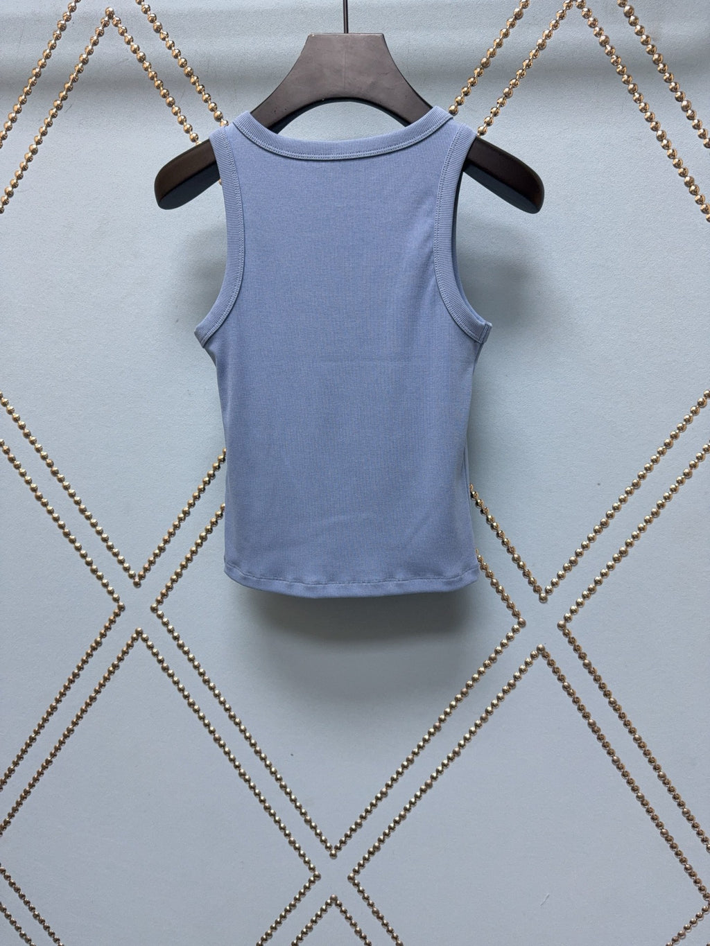 Triomphe Embroidered Silk Cotton Ribbed Knit Vest