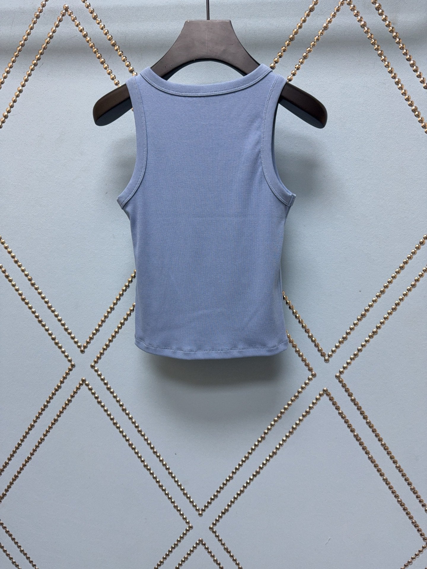 Triomphe Embroidered Silk Cotton Ribbed Knit Vest
