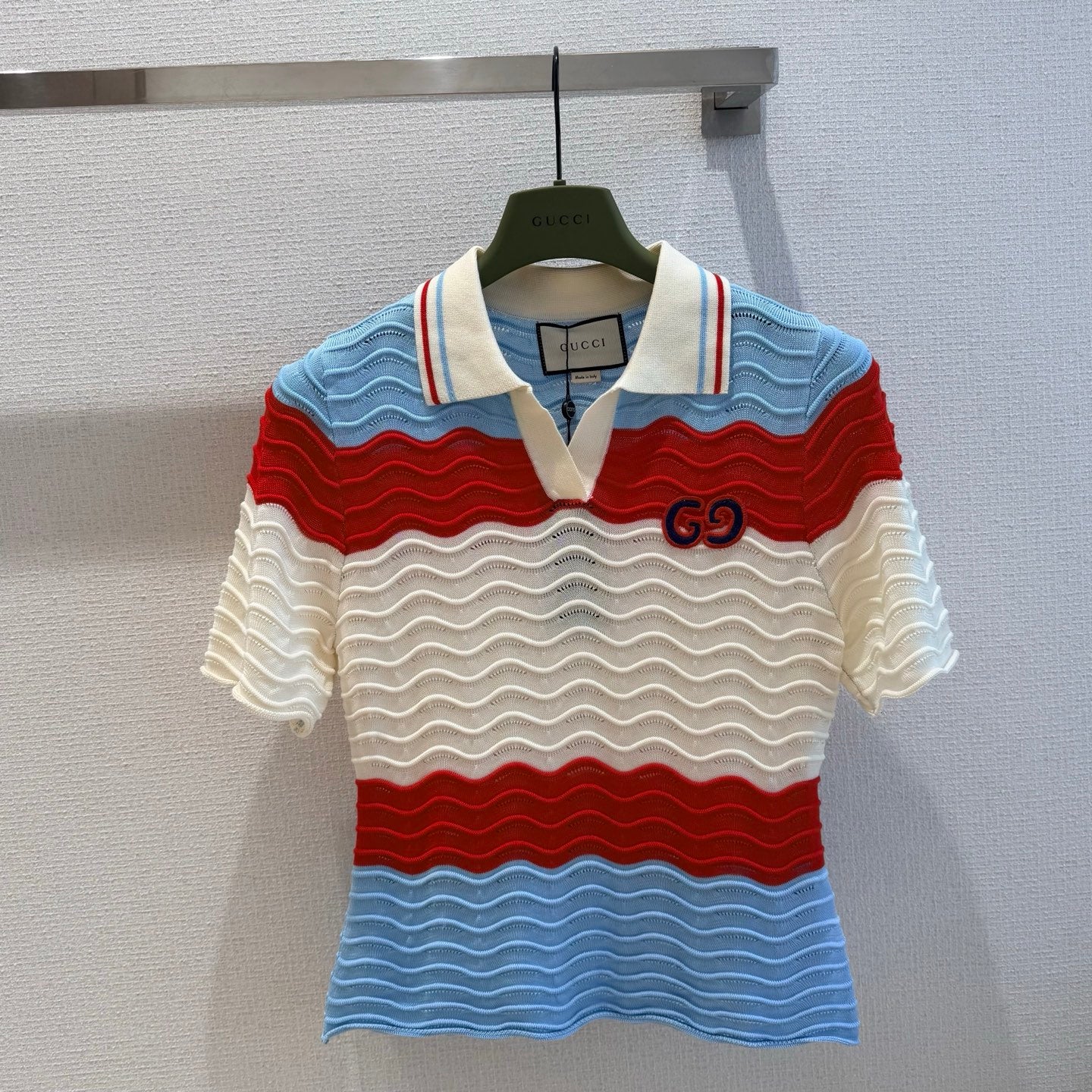 Striped Knit Polo Shirt