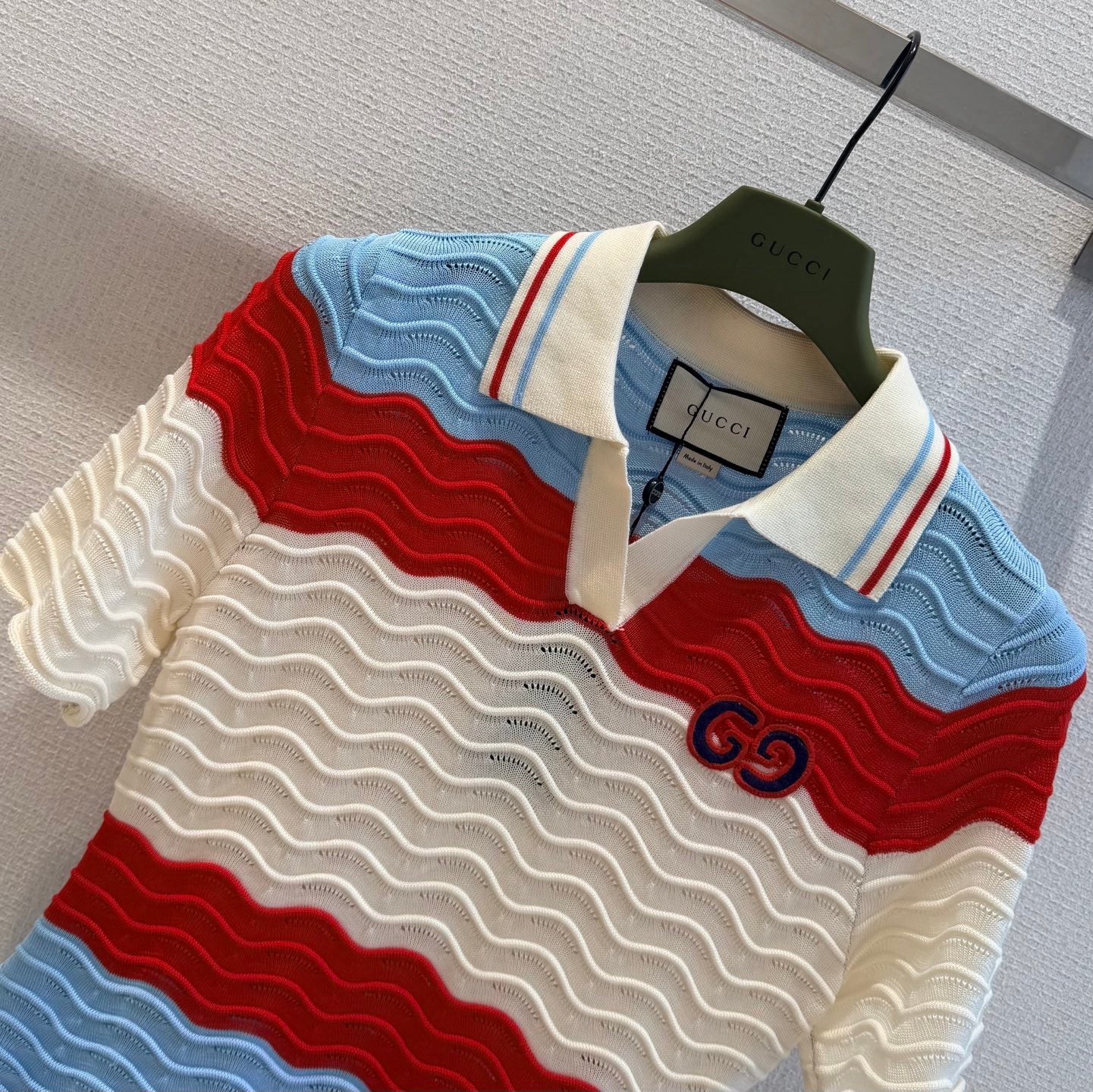 Striped Knit Polo Shirt