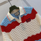 Striped Knit Polo Shirt
