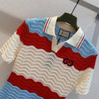 Striped Knit Polo Shirt