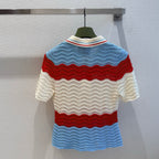 Striped Knit Polo Shirt
