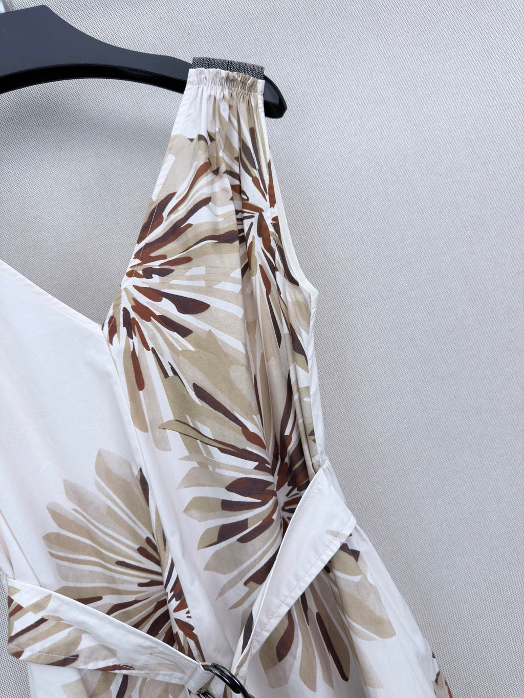 Print Slip Dress with Beaded Shoulders