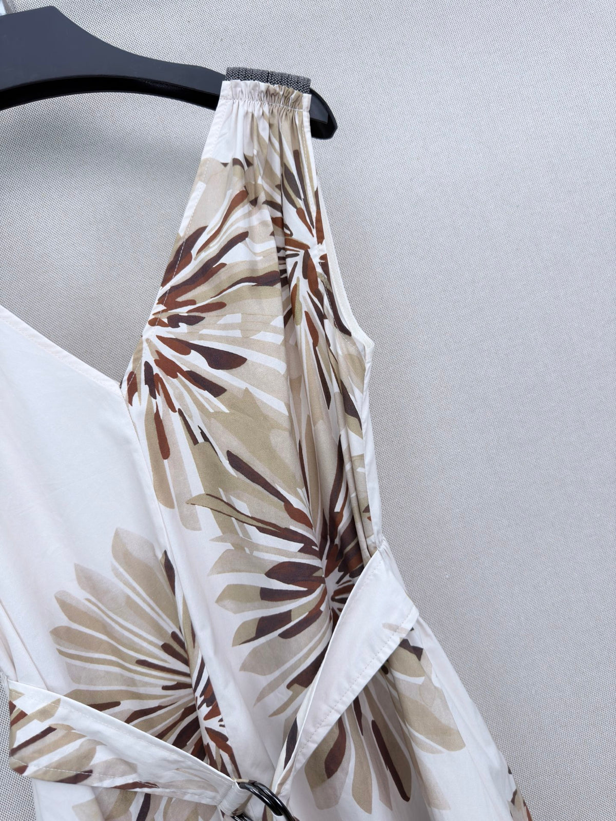 Print Slip Dress with Beaded Shoulders