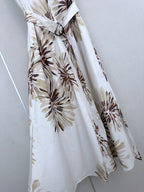 Print Slip Dress with Beaded Shoulders