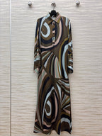 Swirl Print Maxi Shirt Dress
