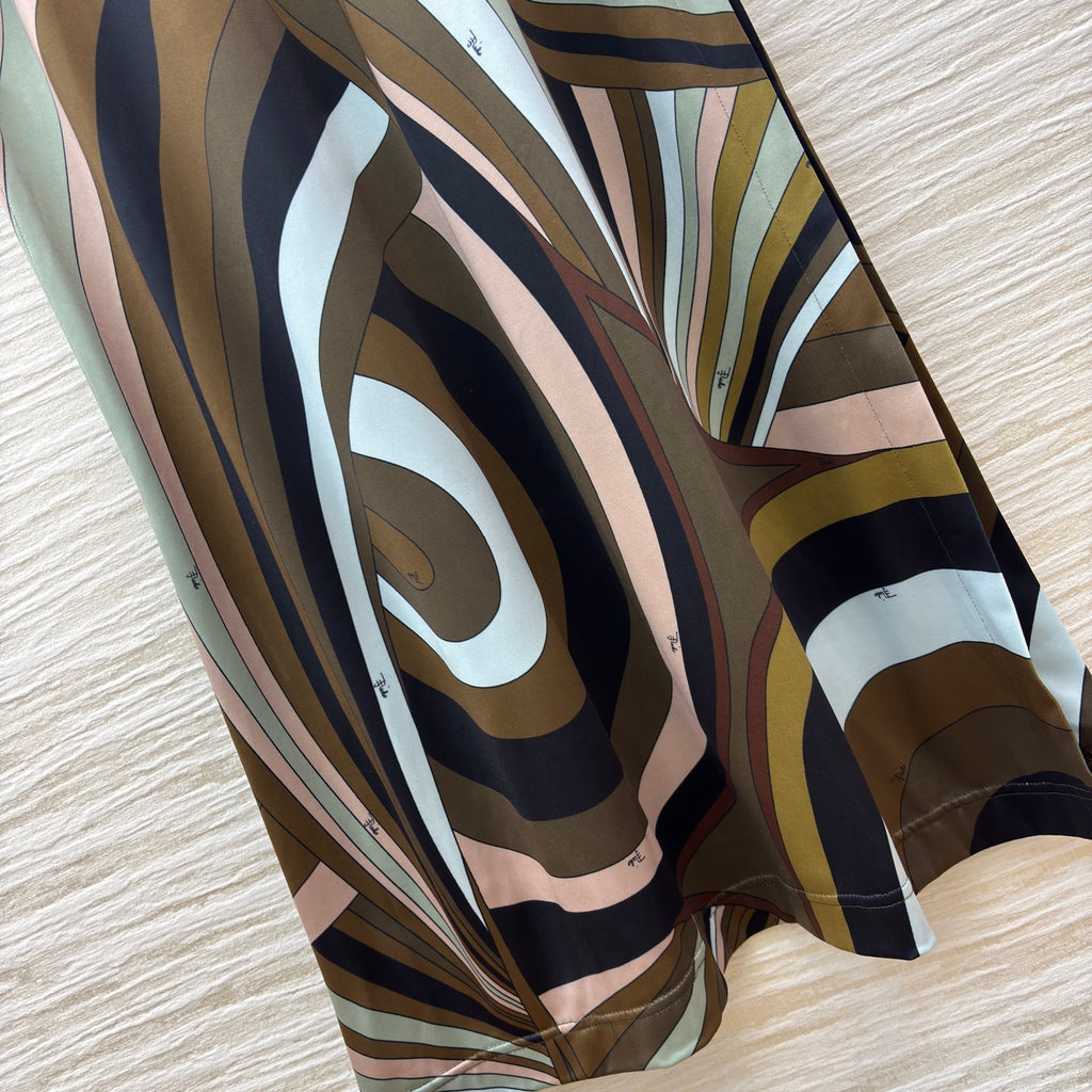 Swirl Print Maxi Shirt Dress