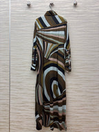 Swirl Print Maxi Shirt Dress