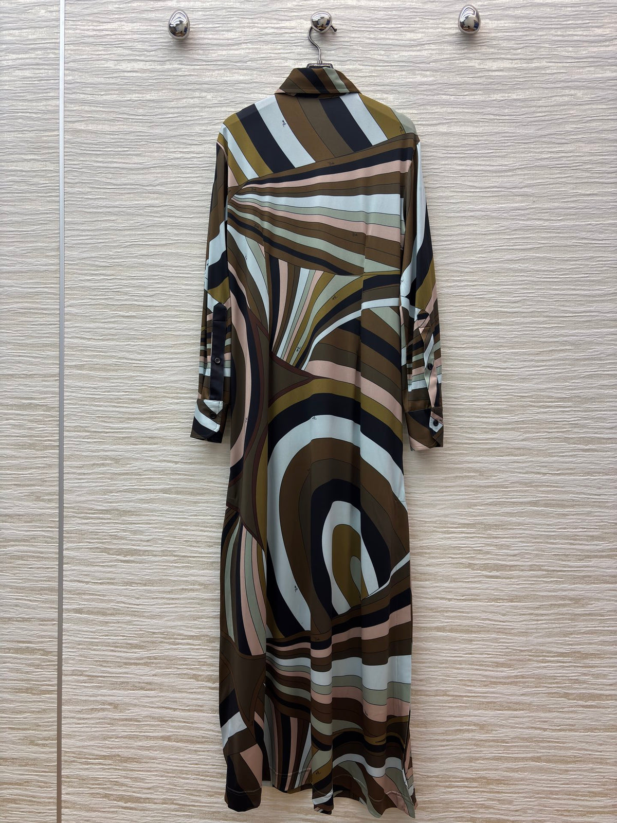 Swirl Print Maxi Shirt Dress