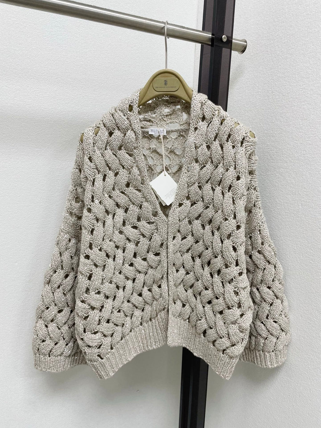 Open-Weave Sequin Cardigan