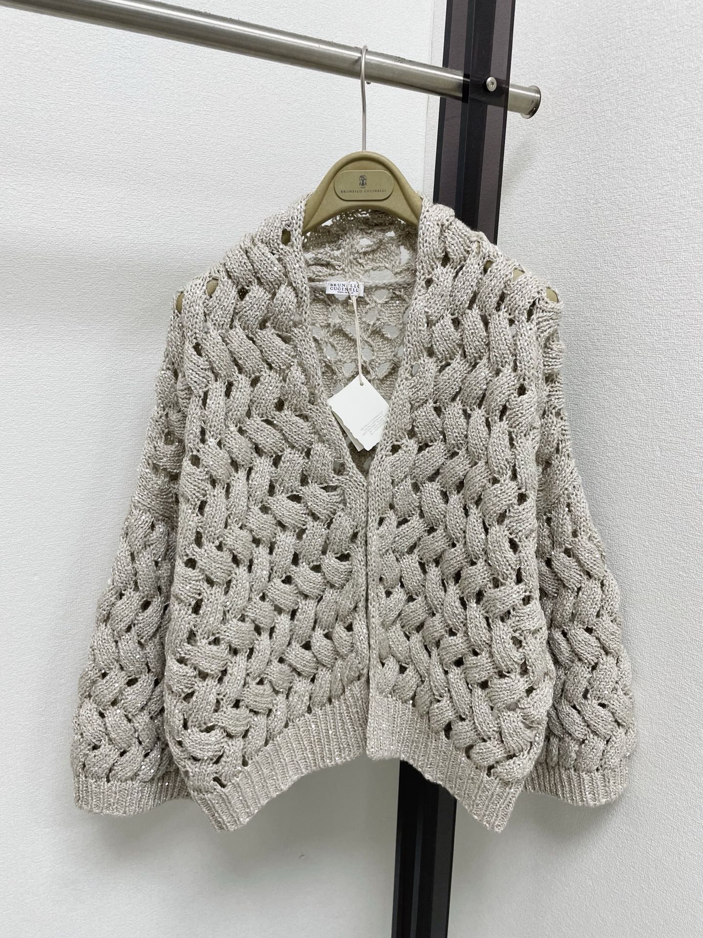 Open-Weave Sequin Cardigan