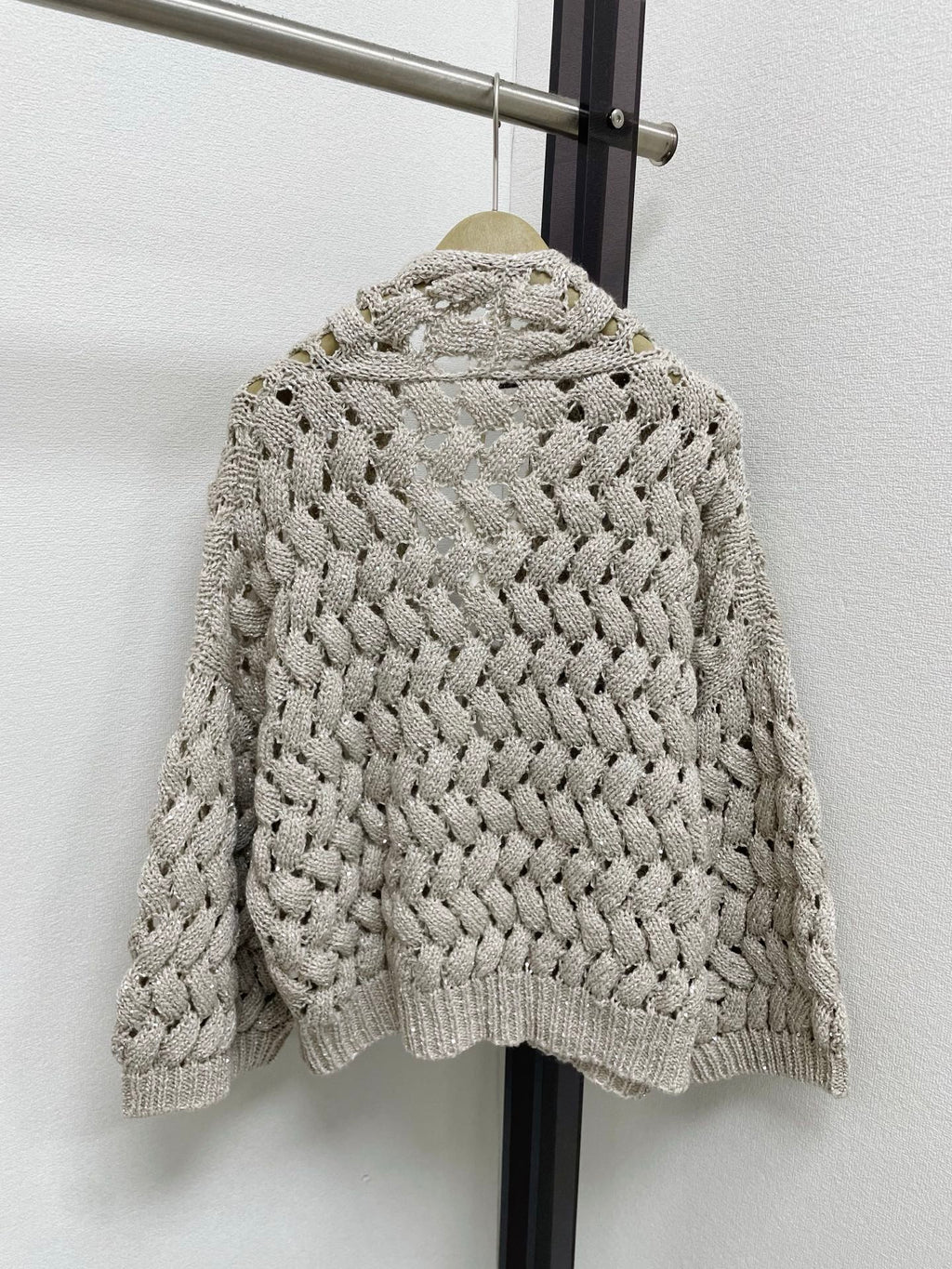 Open-Weave Sequin Cardigan