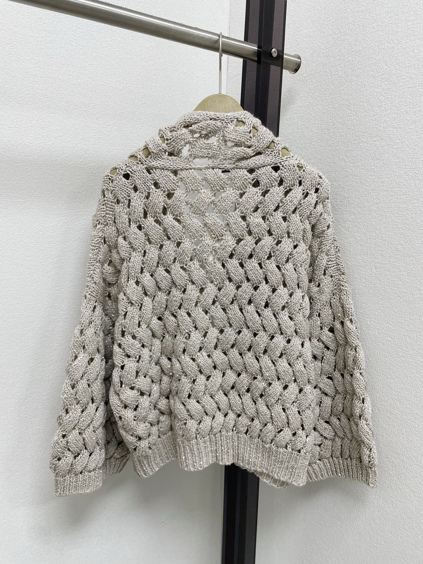 Open-Weave Sequin Cardigan