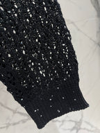 Open-Knit Sequin Faux Two-Piece Sweater