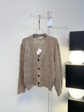 Open-Knit Sequin Embellished Wool Cardigan