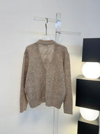 Open-Knit Sequin Embellished Wool Cardigan