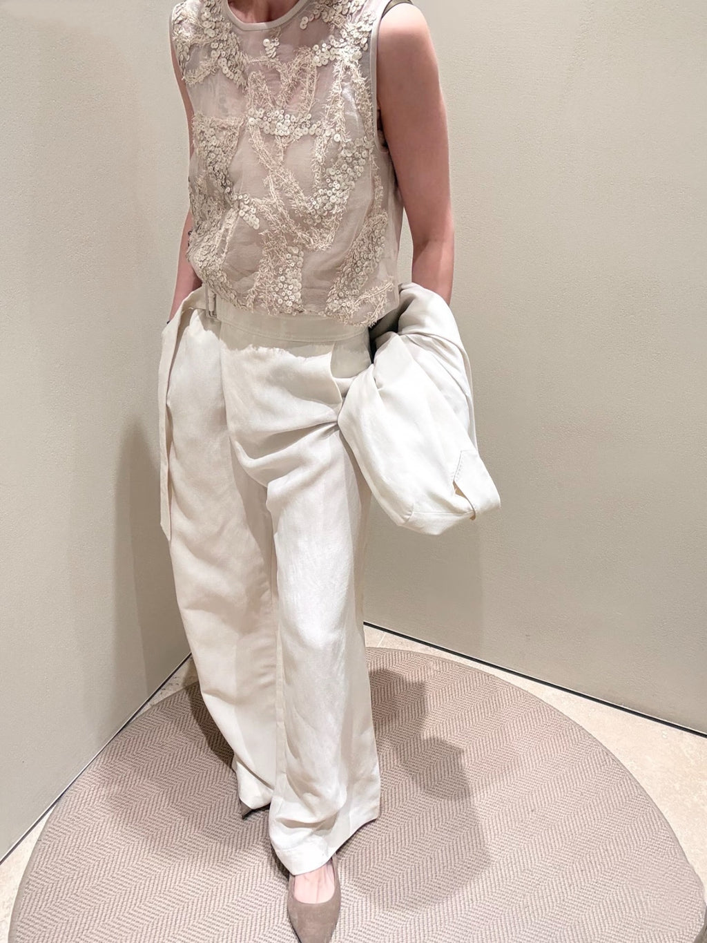 Heavy Embroidered Organza Vest Top