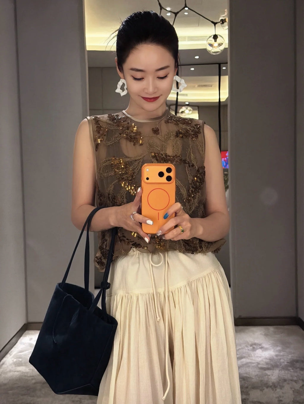 Heavy Embroidered Organza Vest Top