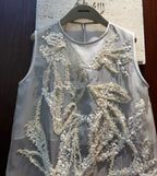 Heavy Embroidered Organza Vest Top
