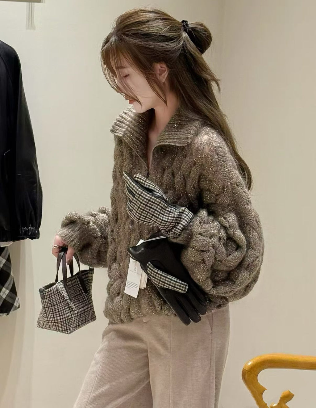 26 Early Autumn Open-Knit Sequin Zip Cardigan
