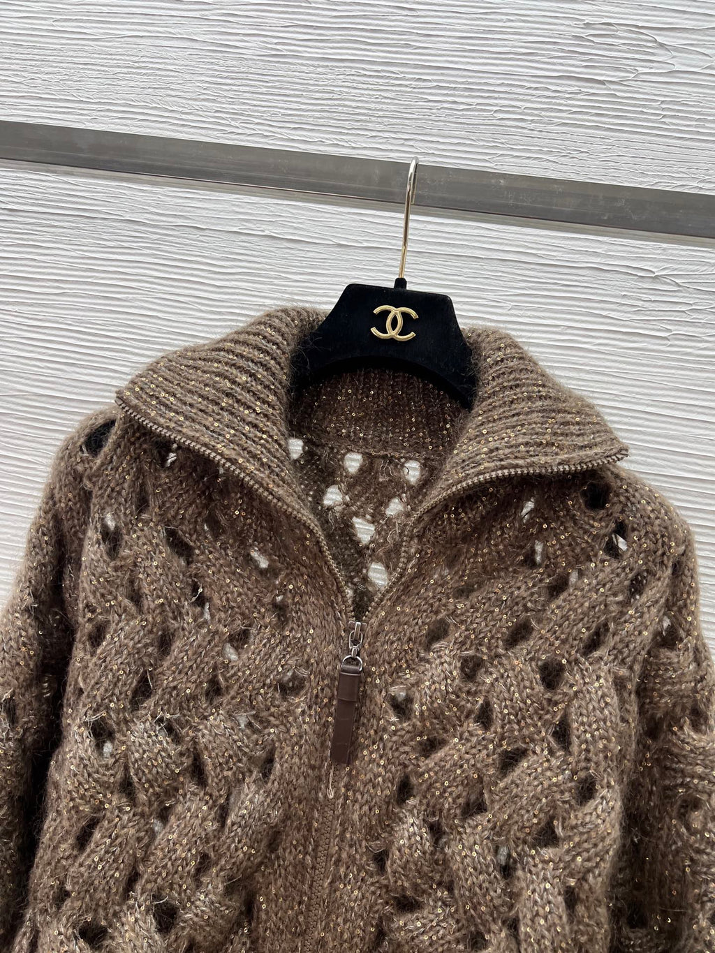 26 Early Autumn Open-Knit Sequin Zip Cardigan