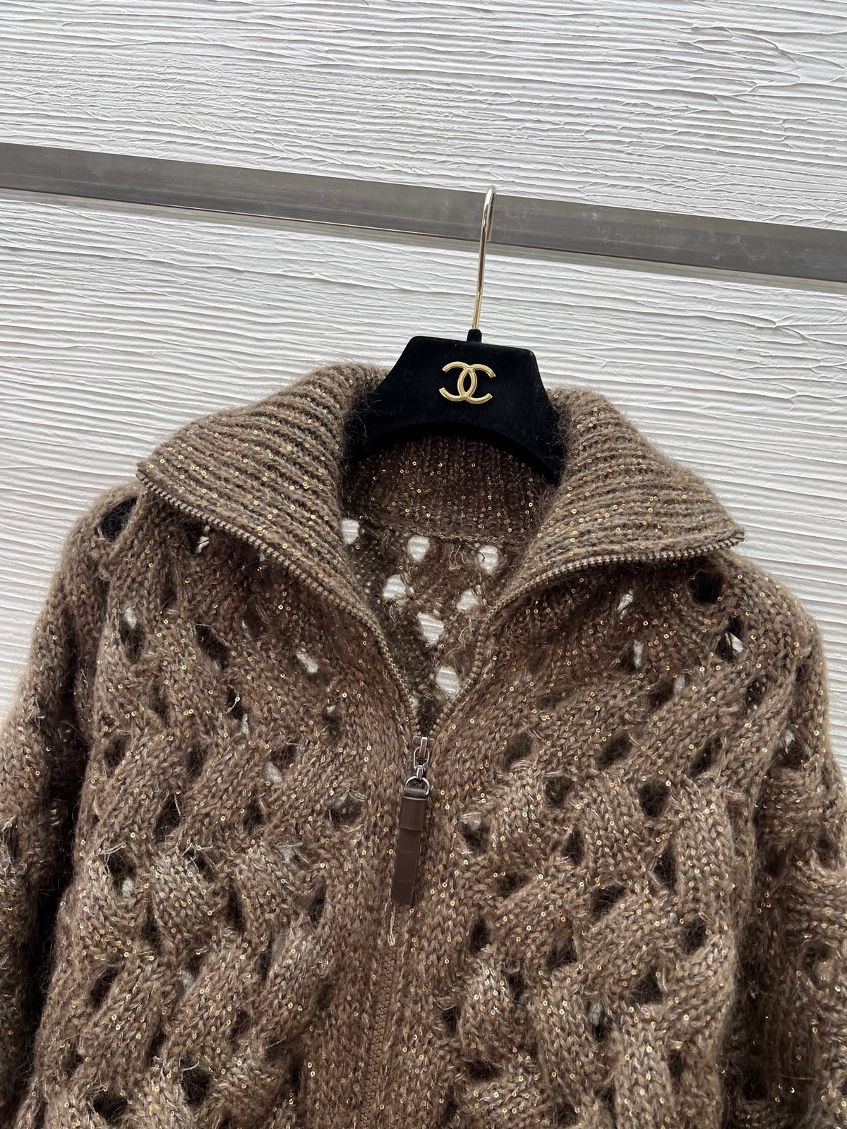 26 Early Autumn Open-Knit Sequin Zip Cardigan