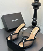 Mesh Heeled Mule | Lambskin Lining