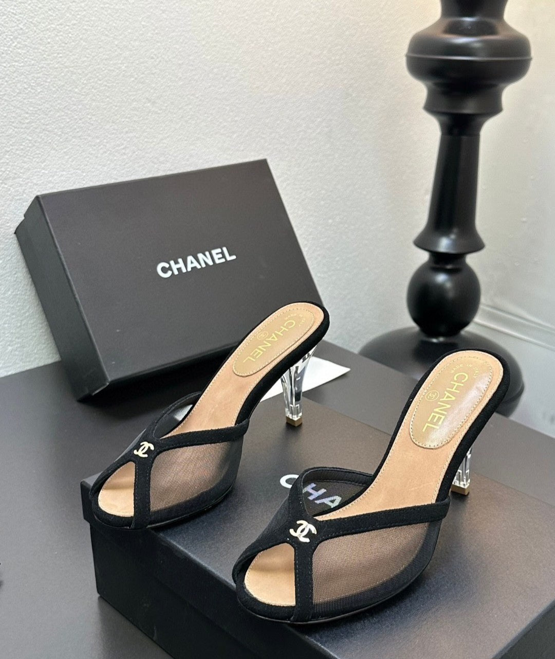 Mesh Heeled Mule | Lambskin Lining