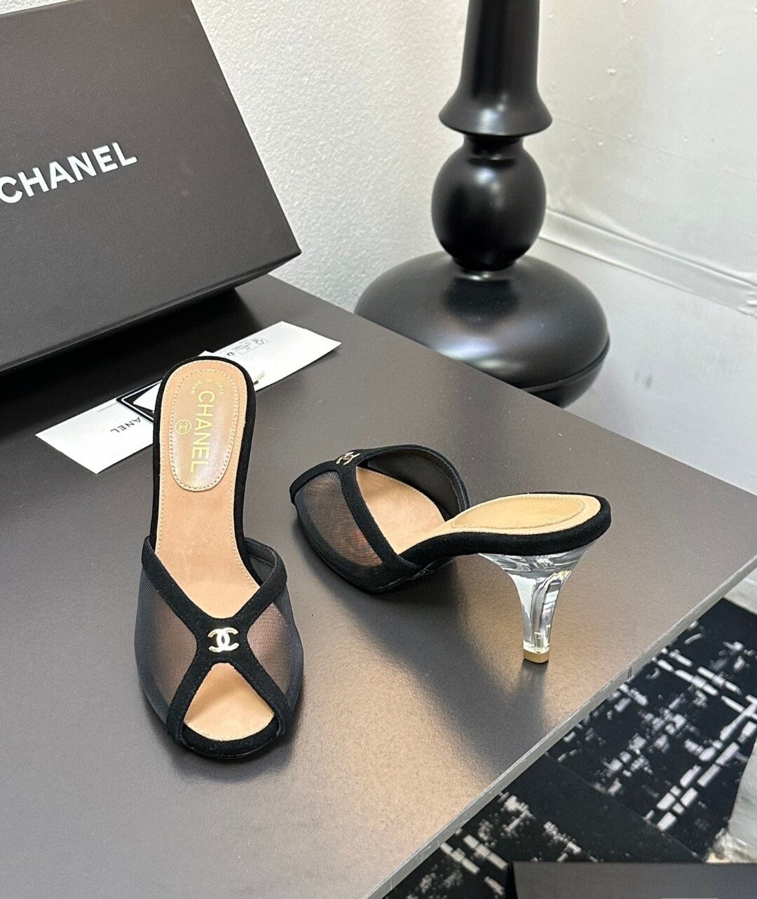Mesh Heeled Mule | Lambskin Lining