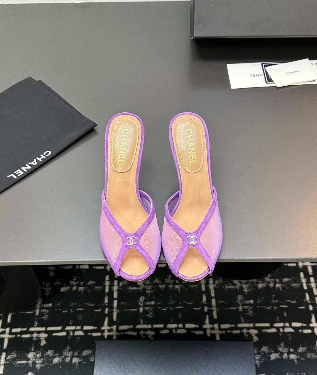 Mesh Heeled Mule | Lambskin Lining