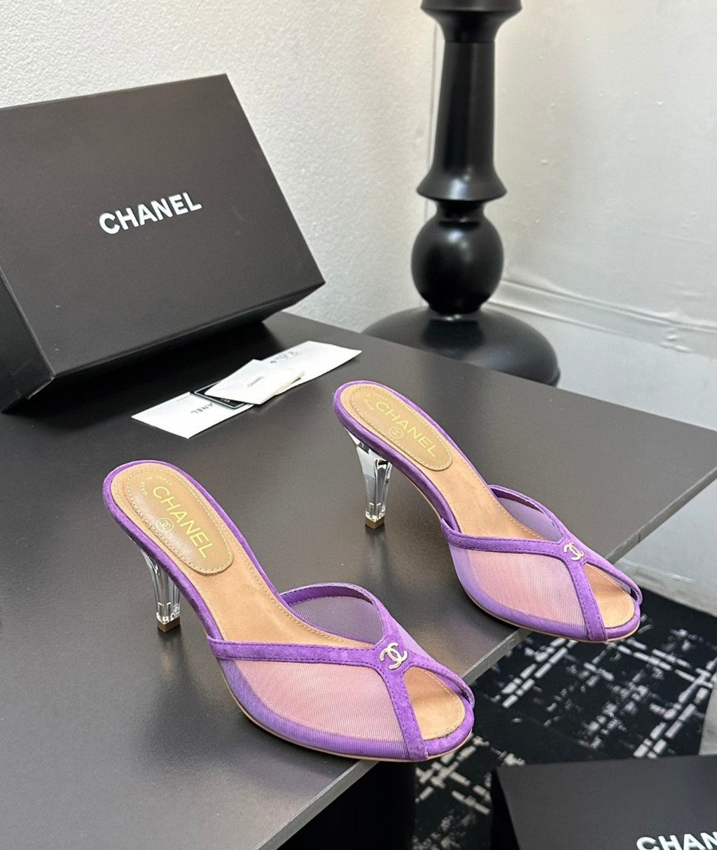 Mesh Heeled Mule | Lambskin Lining