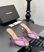 Mesh Heeled Mule | Lambskin Lining