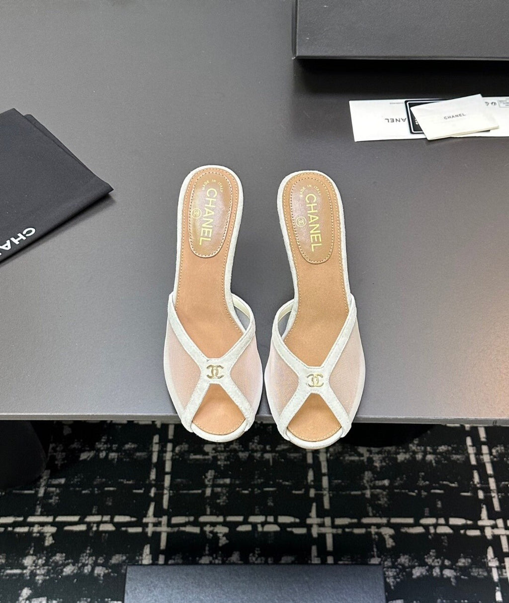 Mesh Heeled Mule | Lambskin Lining