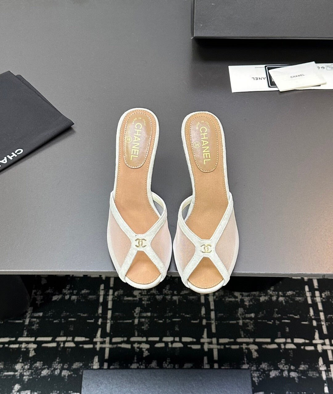 Mesh Heeled Mule | Lambskin Lining