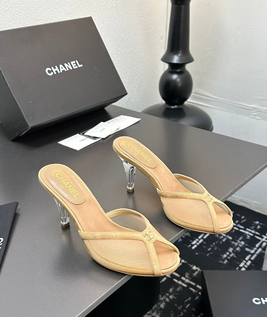 Mesh Heeled Mule | Lambskin Lining
