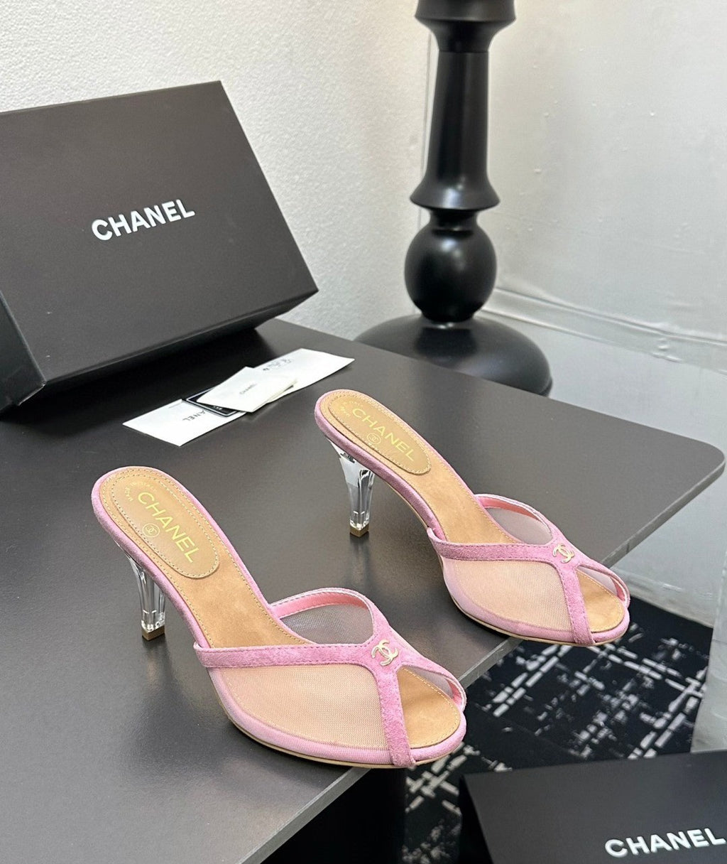 Mesh Heeled Mule | Lambskin Lining