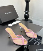 Mesh Heeled Mule | Lambskin Lining