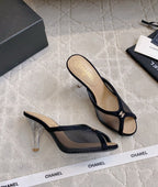 Mesh Heeled Mule | Lambskin Lining