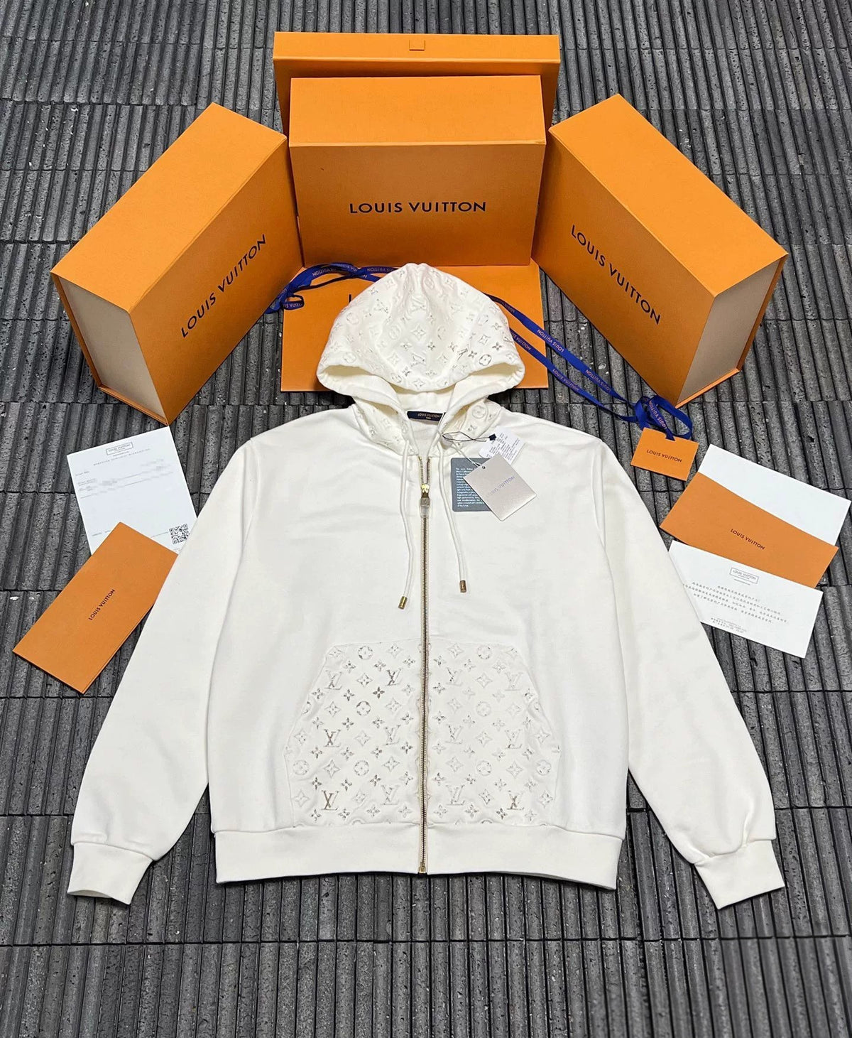 26FW Reflective Monogram Zip Hoodie
