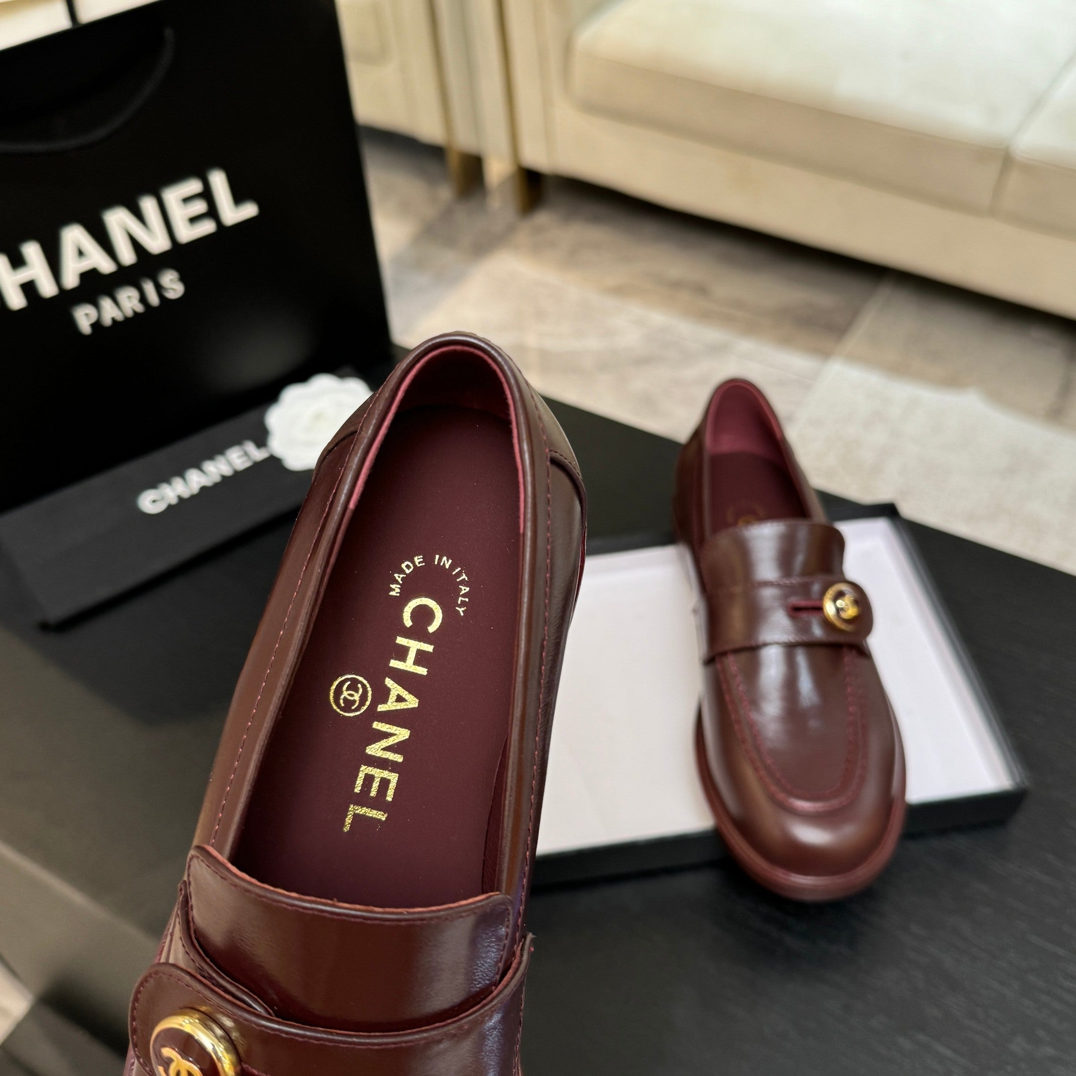 CNL Crystal Buckle Loafers