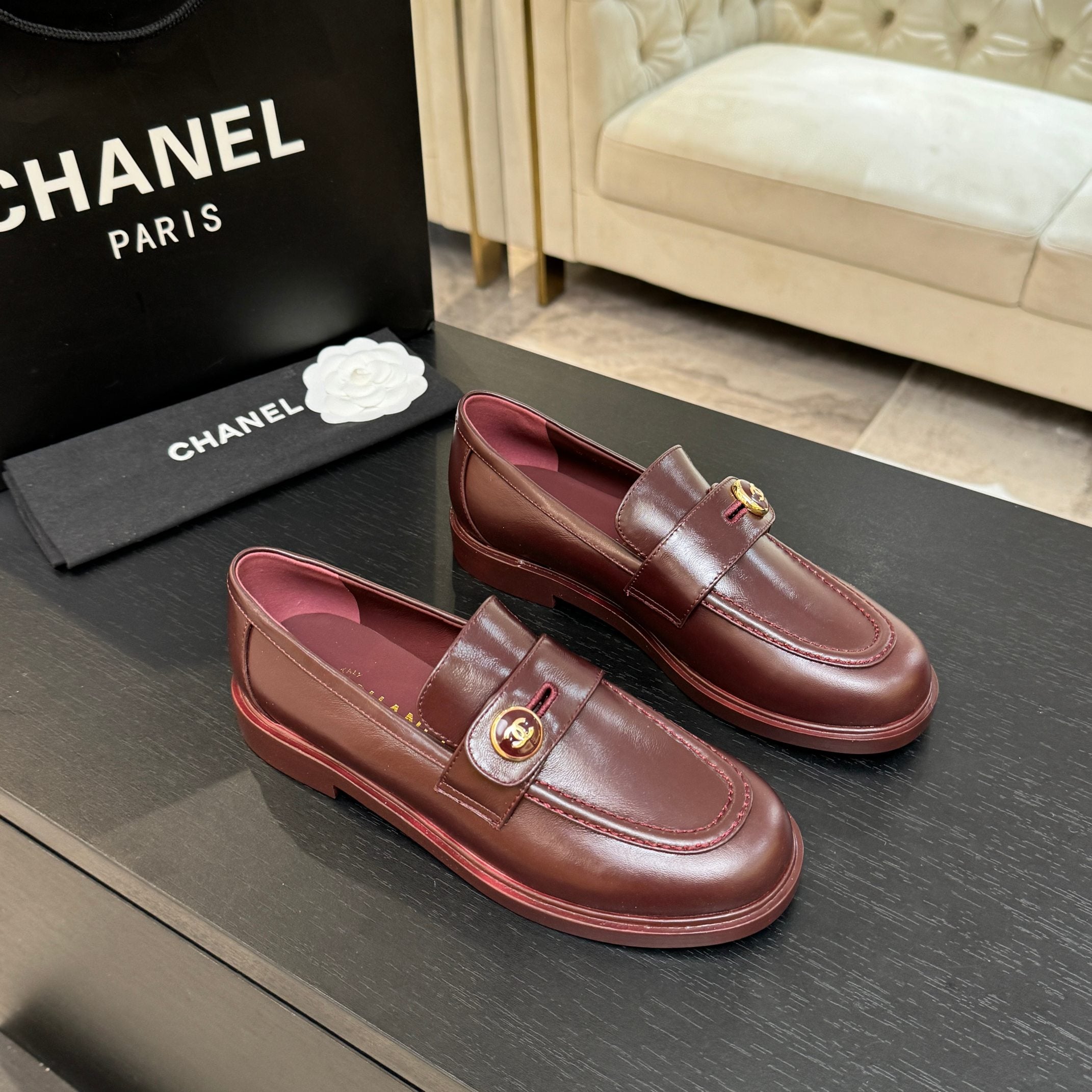 CNL Crystal Buckle Loafers