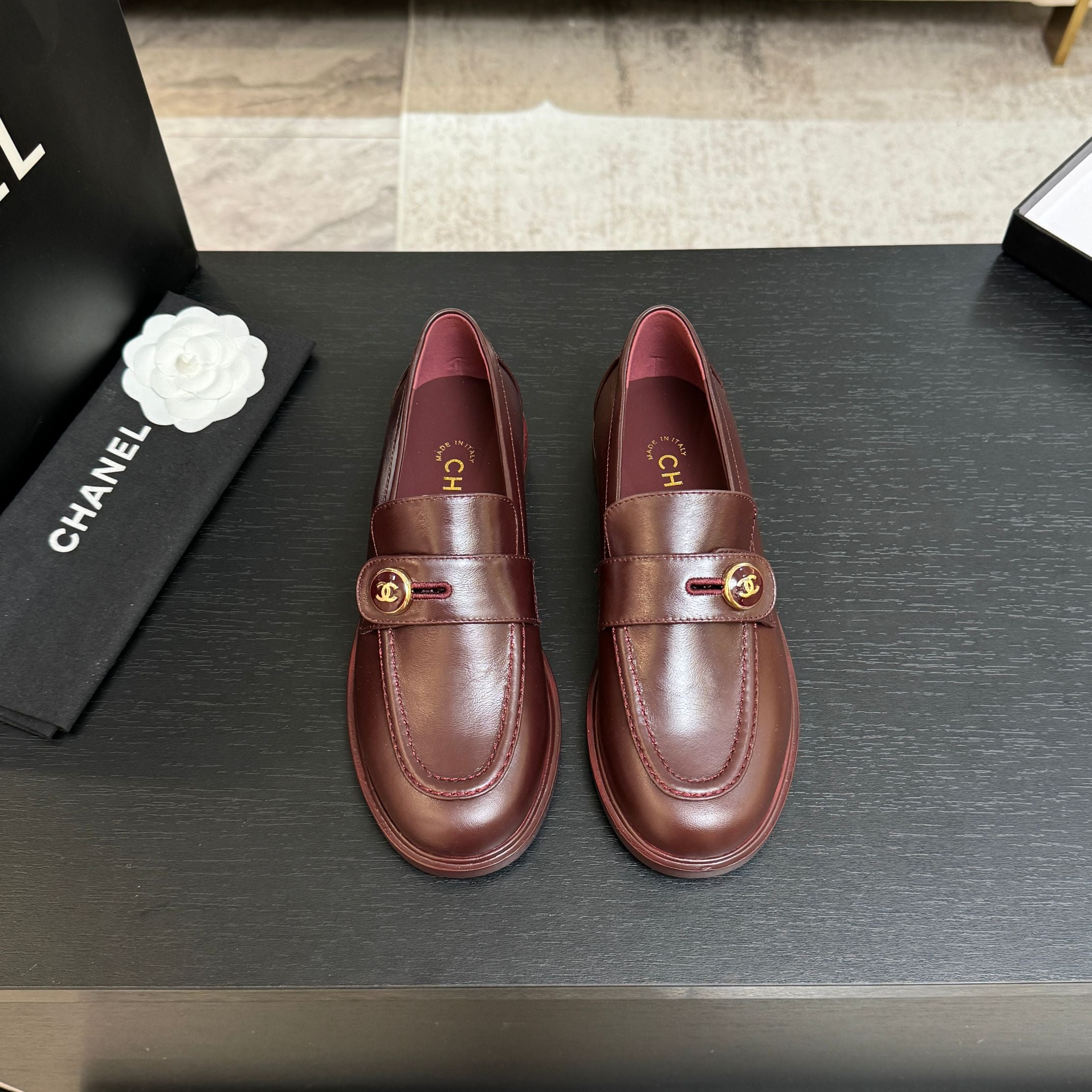 CNL Crystal Buckle Loafers