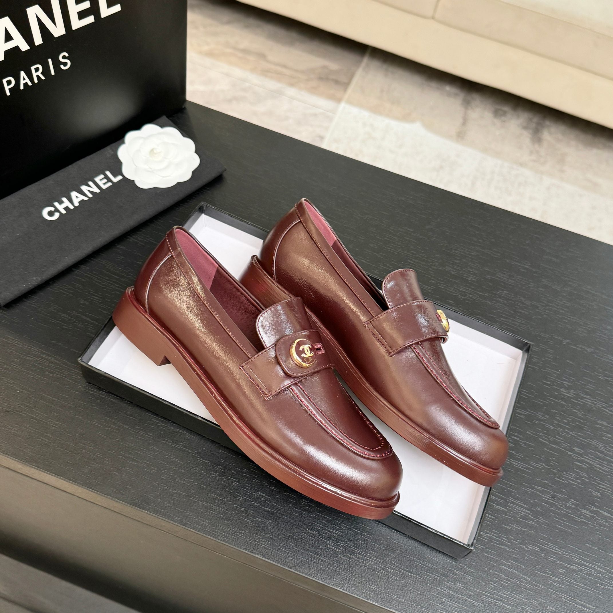 CNL Crystal Buckle Loafers