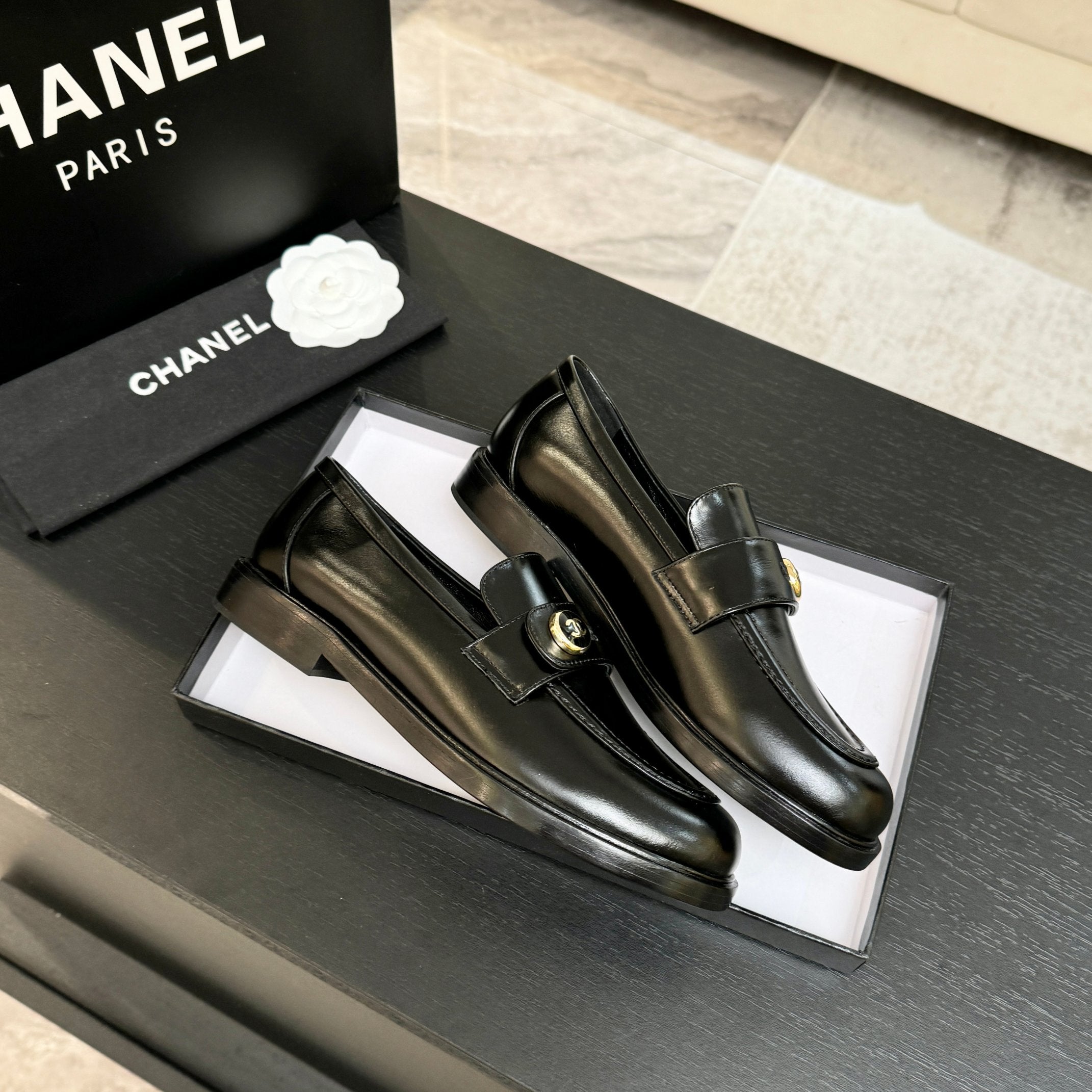 CNL Crystal Buckle Loafers