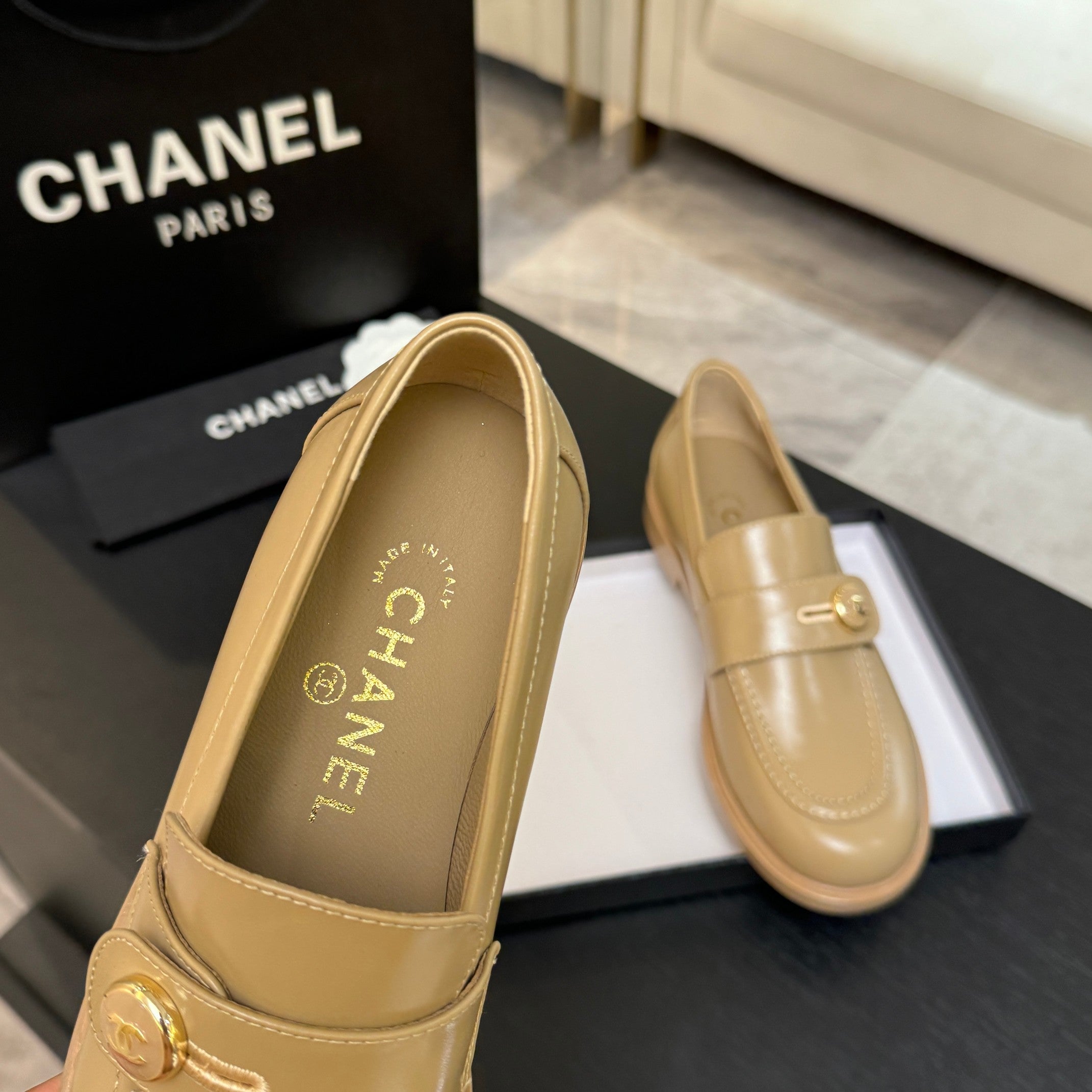 CNL Crystal Buckle Loafers