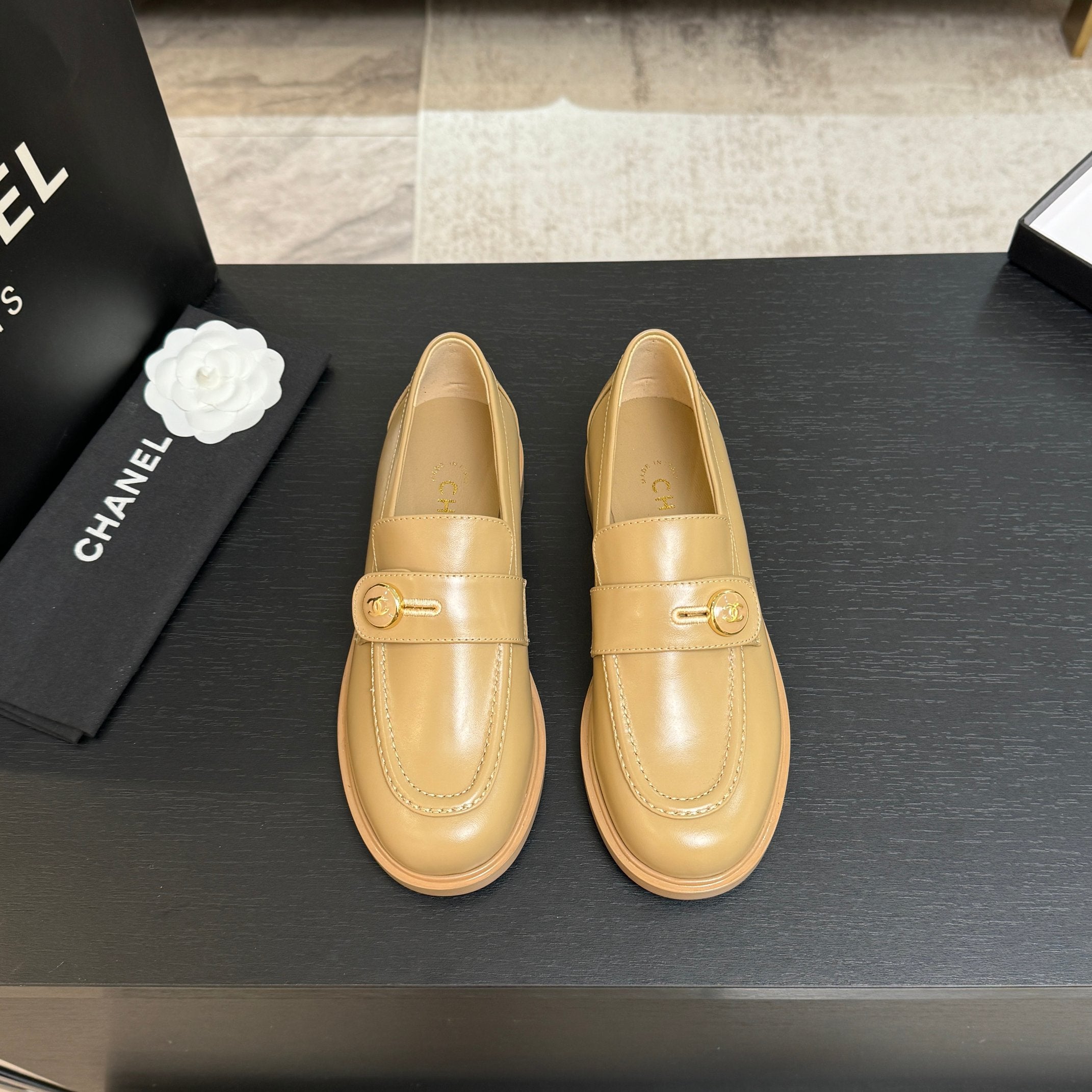 CNL Crystal Buckle Loafers